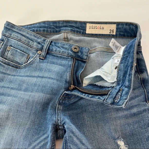 Pistola Distressed Ripped Skinny Denim Jeans Side Ankle Zip Size 26 - Picture 8 of 9